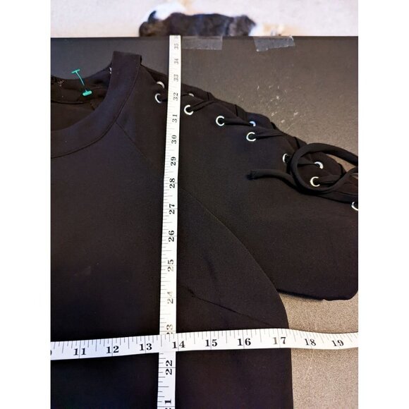 Forever21 Black Lace Up Sleeve Alternative Slip Dress Small - Picture 5 of 9